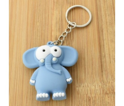 Porte-clés éléphant rigolo bleu en 3D