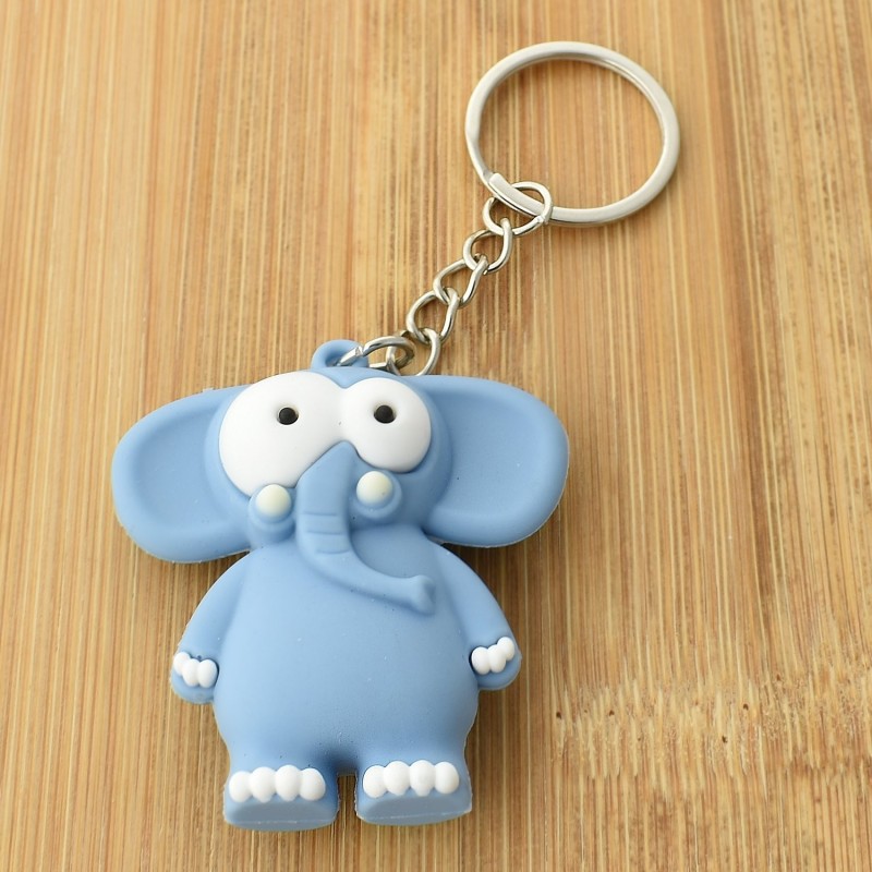 Porte-clés éléphant rigolo bleu en 3D
