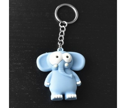 Porte-clés éléphant rigolo bleu en 3D