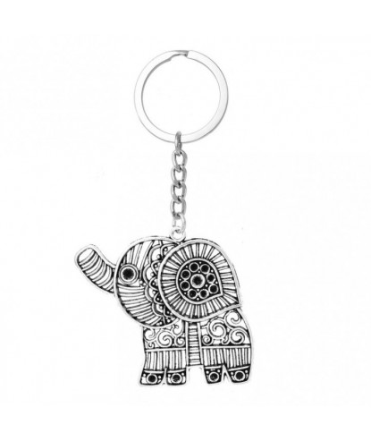Porte-clés éléphant ajouré ciselé argenté