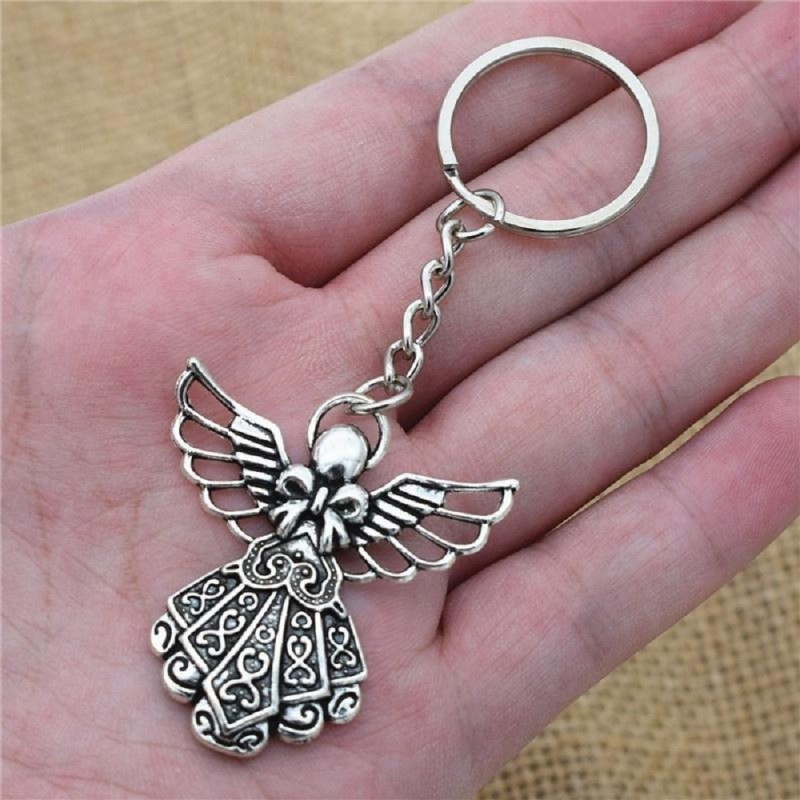 Porte-clés ange avec des ailes argenté Porte-clés ange avec des ailes argenté
