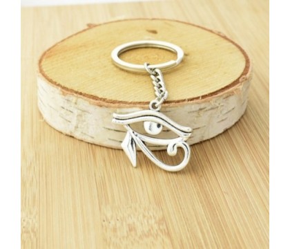 Porte-clés oeil d'Horus Oudjat d'Egypte argenté