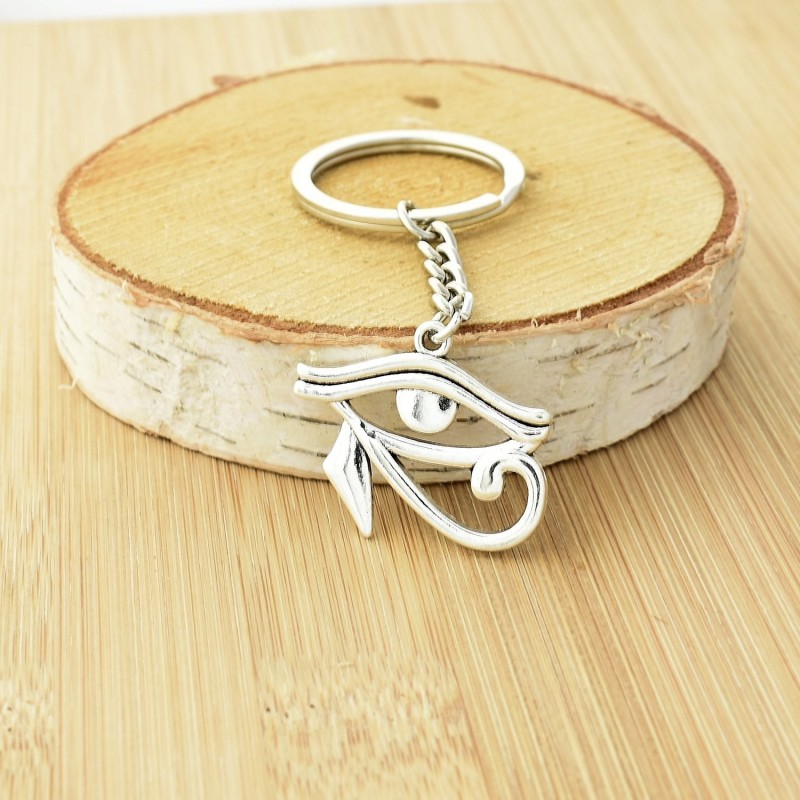 Porte-clés oeil d'Horus Oudjat d'Egypte argenté