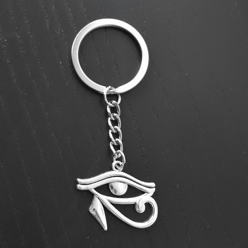Porte-clés oeil d'Horus Oudjat d'Egypte argenté