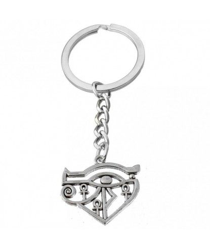Porte-clés oeil d'Horus Oudjat d'Egypte ânkh croix ansée argenté
