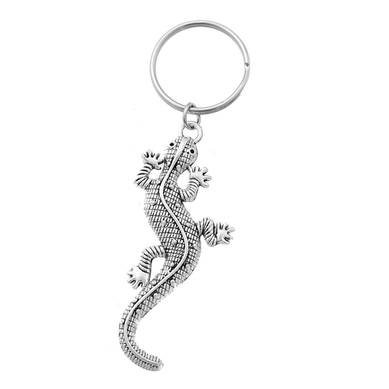 Porte-clés lézard salamandre argenté