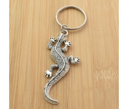 Porte-clés lézard salamandre argenté