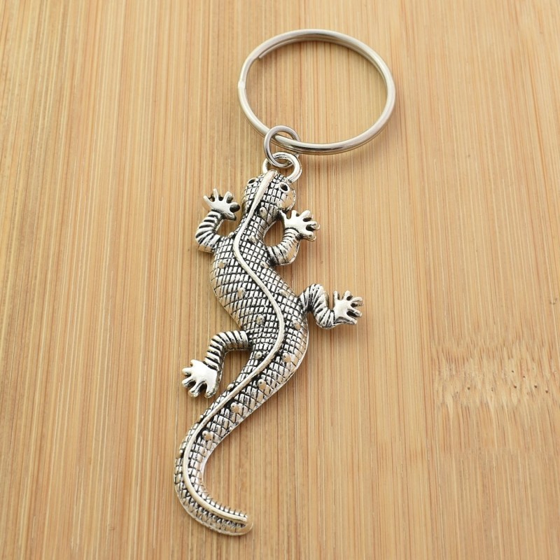 Porte-clés lézard salamandre argenté