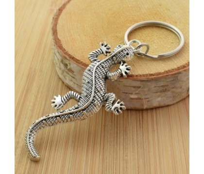 Porte-clés lézard salamandre argenté