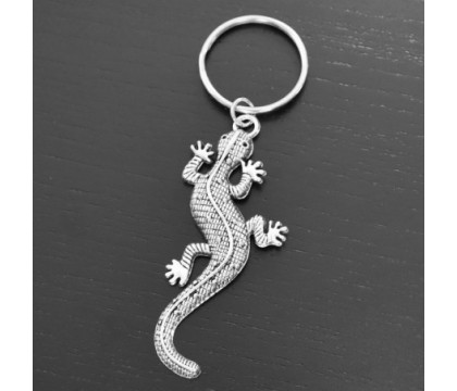 Porte-clés lézard salamandre argenté