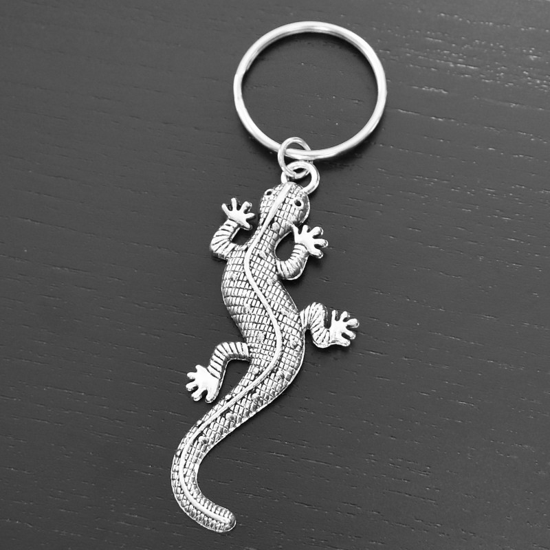 Porte-clés lézard salamandre argenté