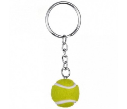 Porte-clés balle de tennis couleur vert et blanc argenté