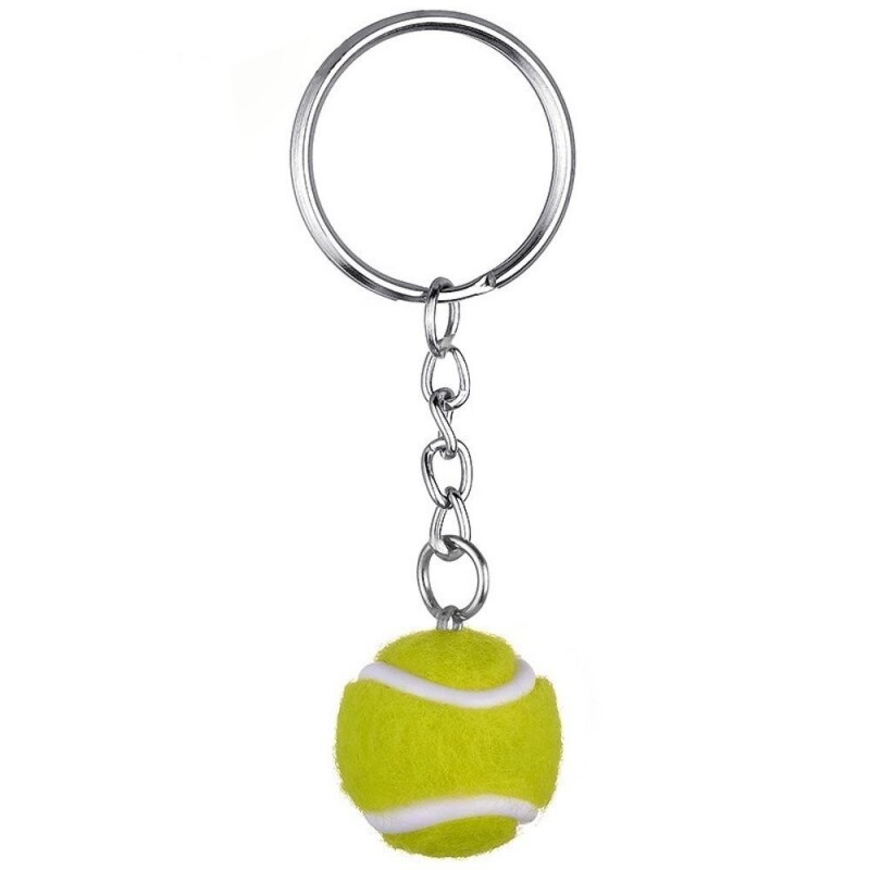 Porte-clés balle de tennis couleur vert et blanc argenté Porte-clés balle de tennis couleur vert et blanc argenté