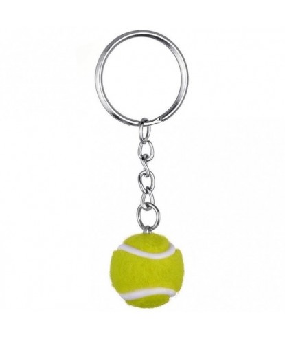 Porte-clés balle de tennis couleur vert et blanc argenté