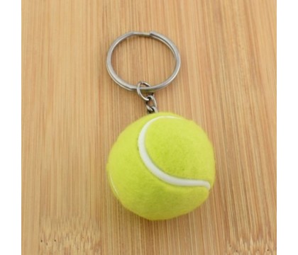 Porte-clés balle de tennis couleur vert et blanc argenté