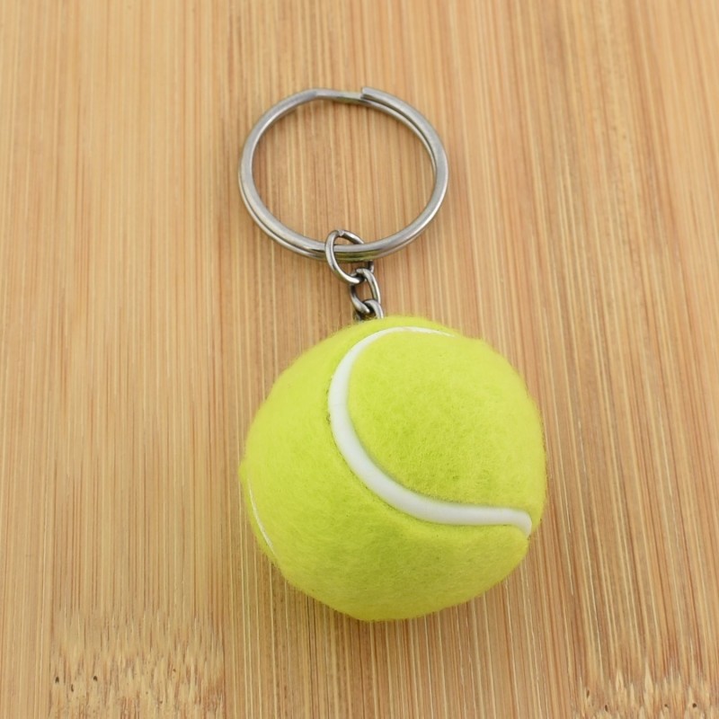 Porte-clés balle de tennis couleur vert et blanc argenté Porte-clés balle de tennis couleur vert et blanc argenté