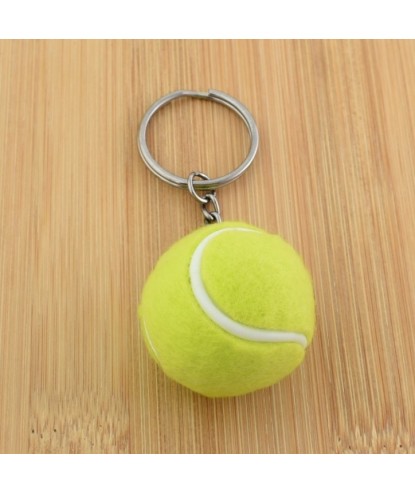 Porte-clés balle de tennis couleur vert et blanc argenté