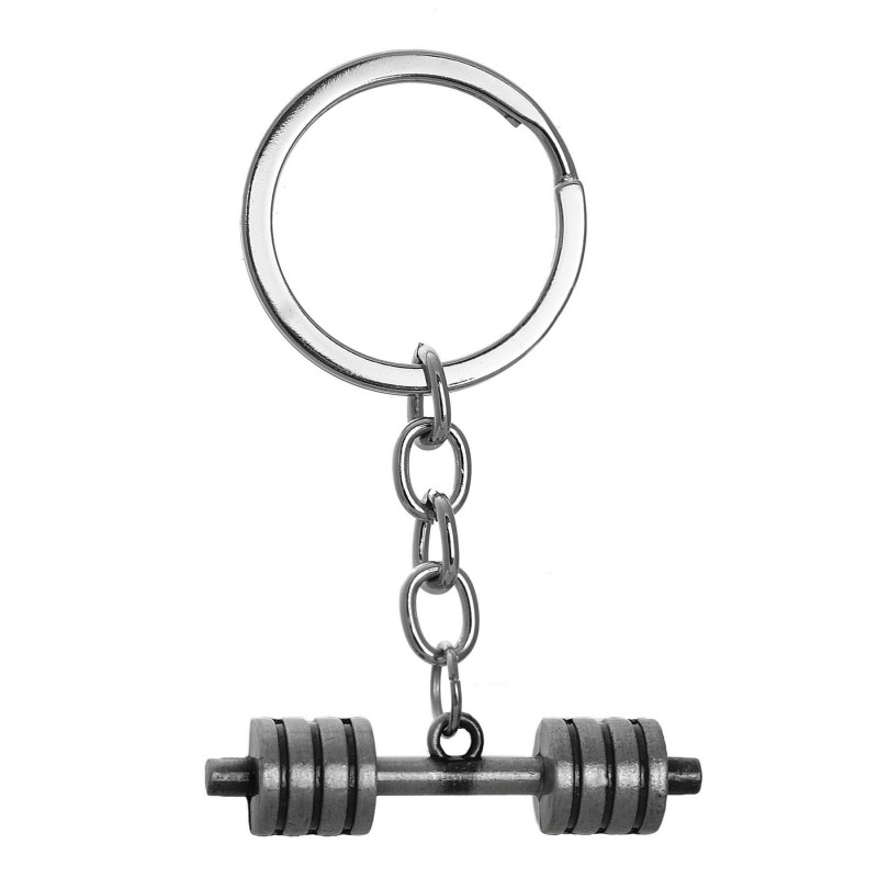 Porte-clés haltère musculation argenté Porte-clés haltère musculation argenté