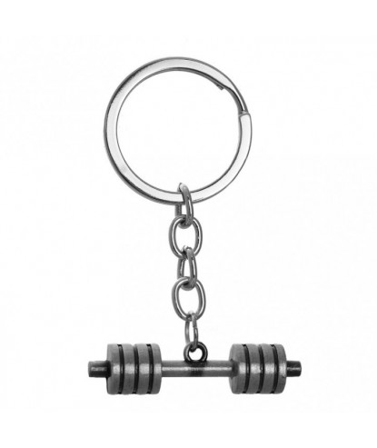 Porte-clés haltère musculation argenté