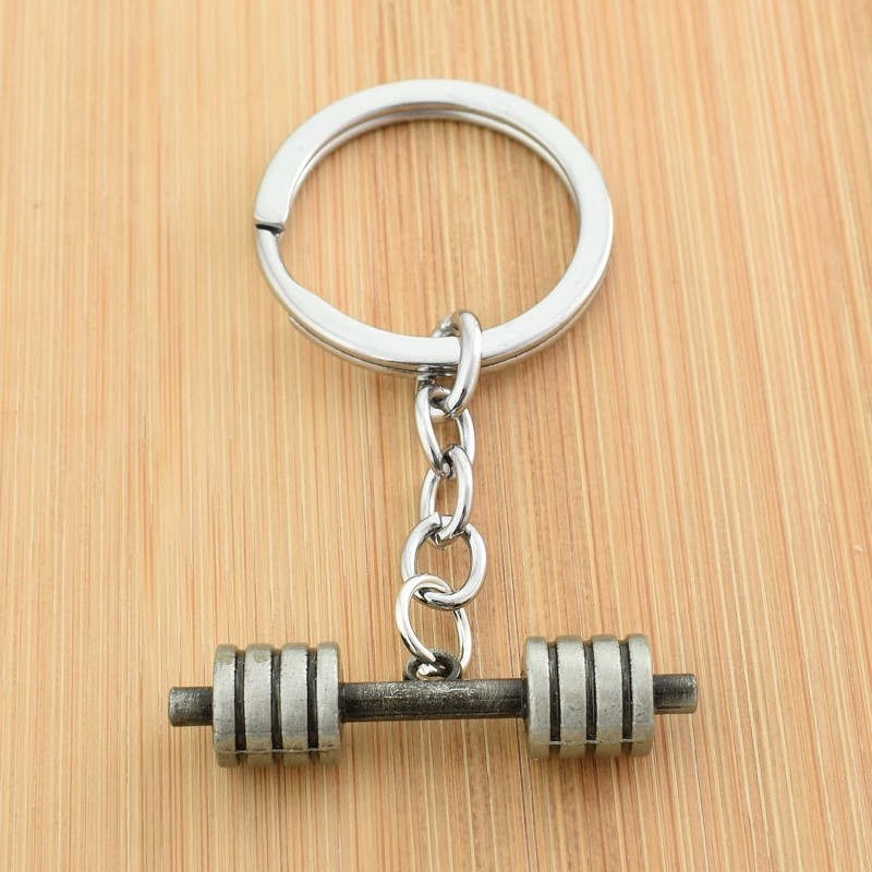Porte-clés haltère musculation argenté Porte-clés haltère musculation argenté