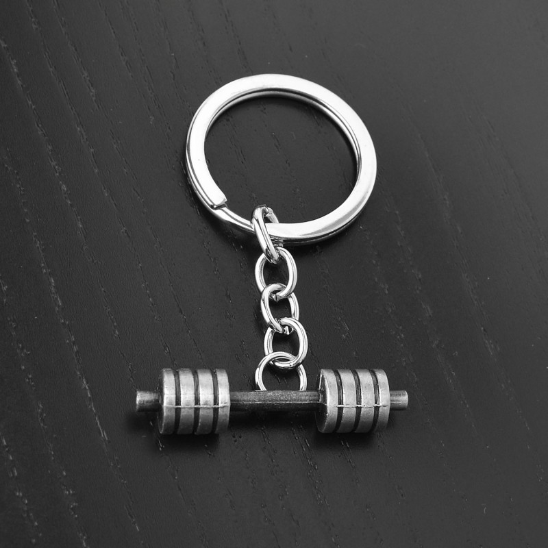 Porte-clés haltère musculation argenté Porte-clés haltère musculation argenté