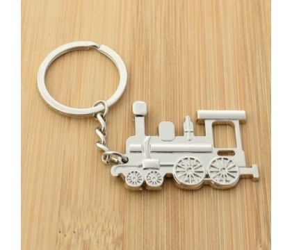 Porte-clés train locomotive à vapeur argenté