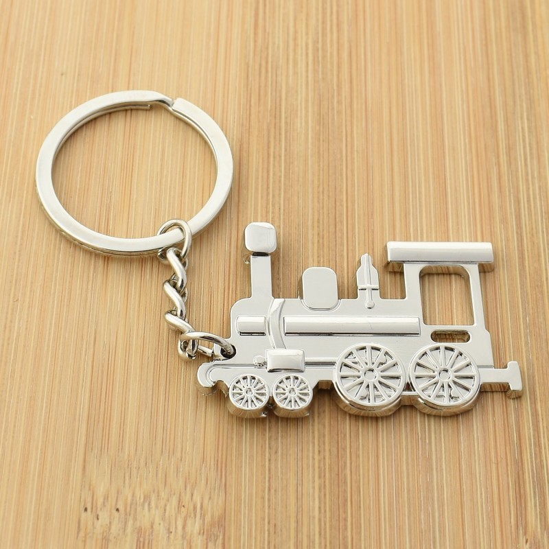 Porte-clés train locomotive à vapeur argenté