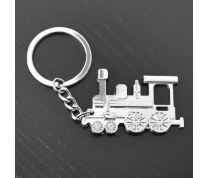 Porte-clés train locomotive à vapeur argenté