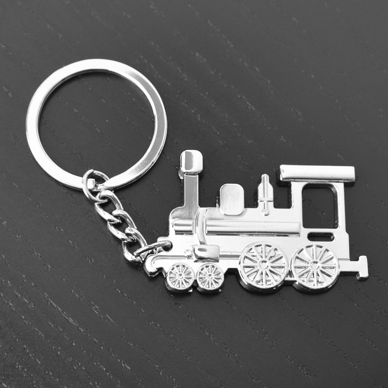 Porte-clés train locomotive à vapeur argenté