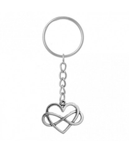 Porte-clés coeur à l'infini argenté