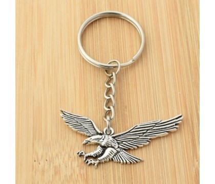 Porte-clés aigle royal oiseau ailes ouvertes argenté