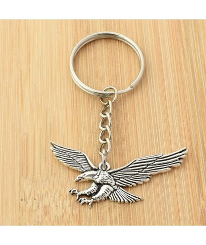 Porte-clés aigle royal oiseau ailes ouvertes argenté