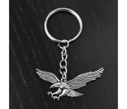 Porte-clés aigle royal oiseau ailes ouvertes argenté