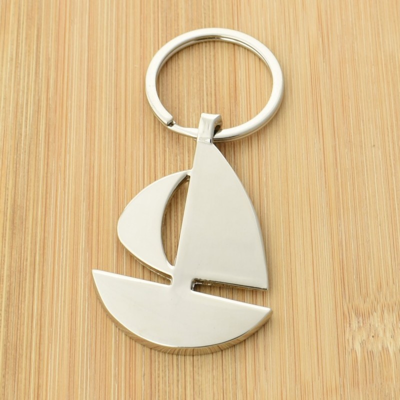 Porte-clés bateau voilier argenté