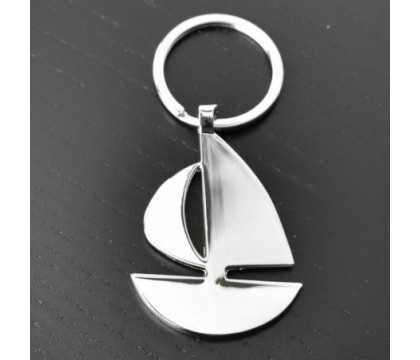 Porte-clés bateau voilier argenté