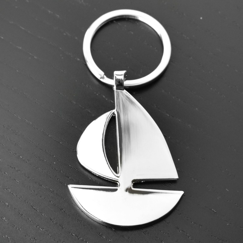 Porte-clés bateau voilier argenté