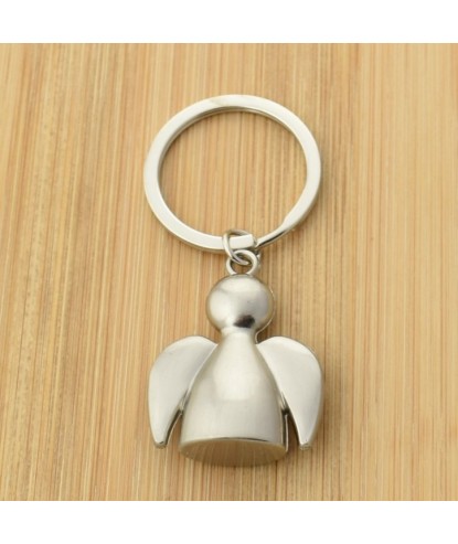 Porte-clés ange argenté avec des ailes