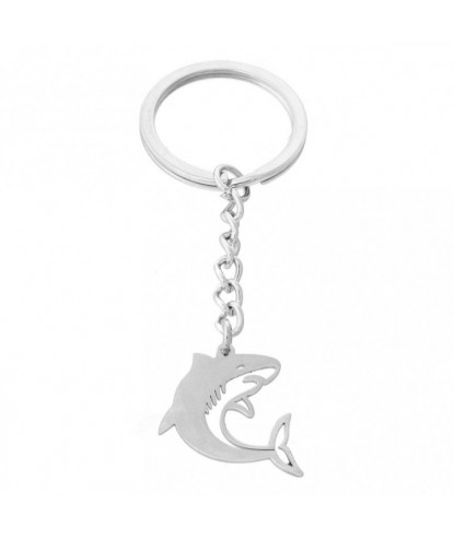 Porte-clés requin origami acier