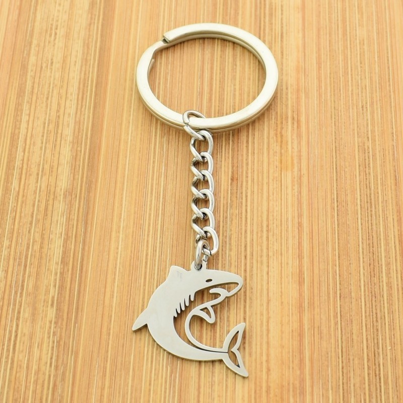 Porte-clés requin origami acier