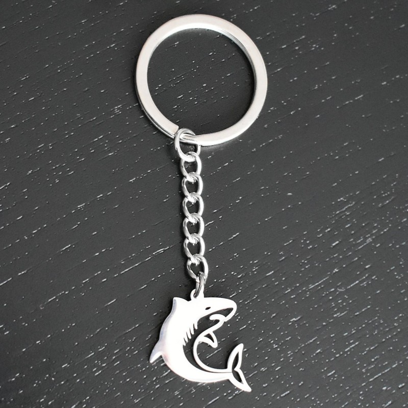 Porte-clés requin origami acier