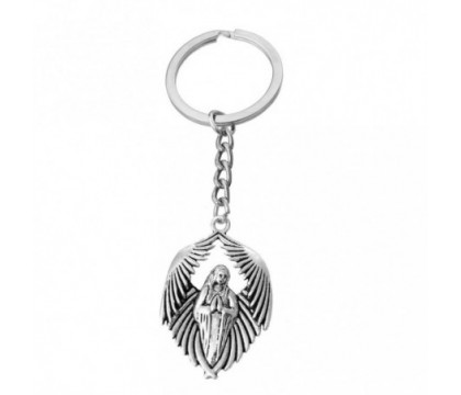 Porte-clés ange protecteur argenté