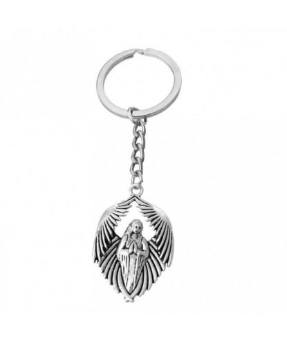Porte-clés ange protecteur argenté