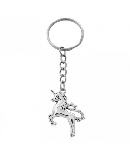 Porte-clés licorne au galop argenté