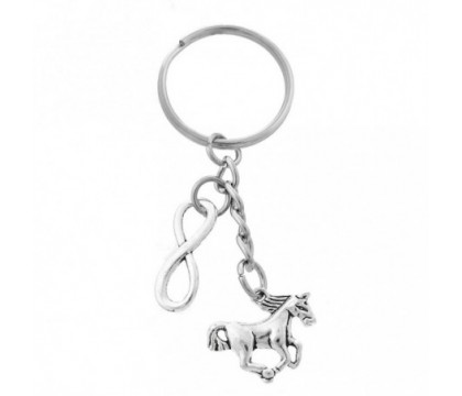Porte-clés cheval et infini argenté
