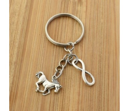 Porte-clés cheval et infini argenté