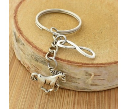 Porte-clés cheval et infini argenté