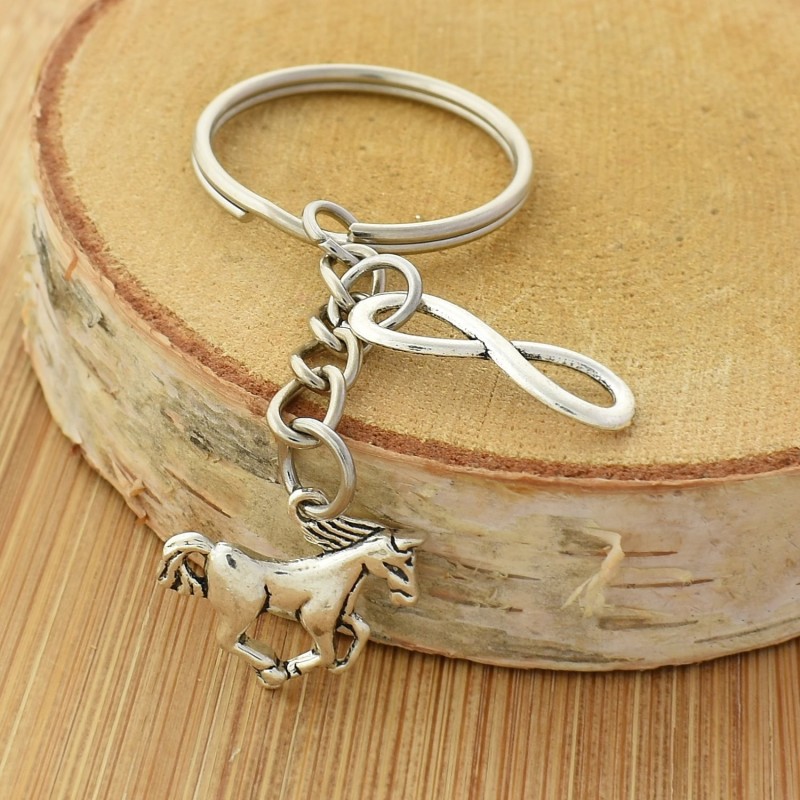 Porte-clés cheval et infini argenté