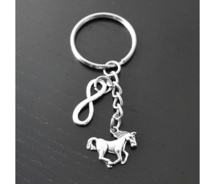 Porte-clés cheval et infini argenté