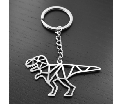 Porte-clés dinosaure origami acier