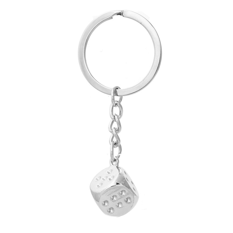 Porte-clés dé de jeu argenté Porte-clés dé de jeu argenté